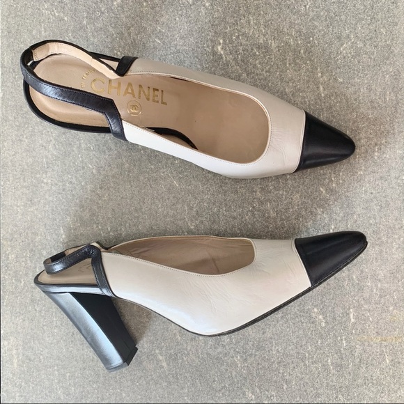 two tone slingback pumps